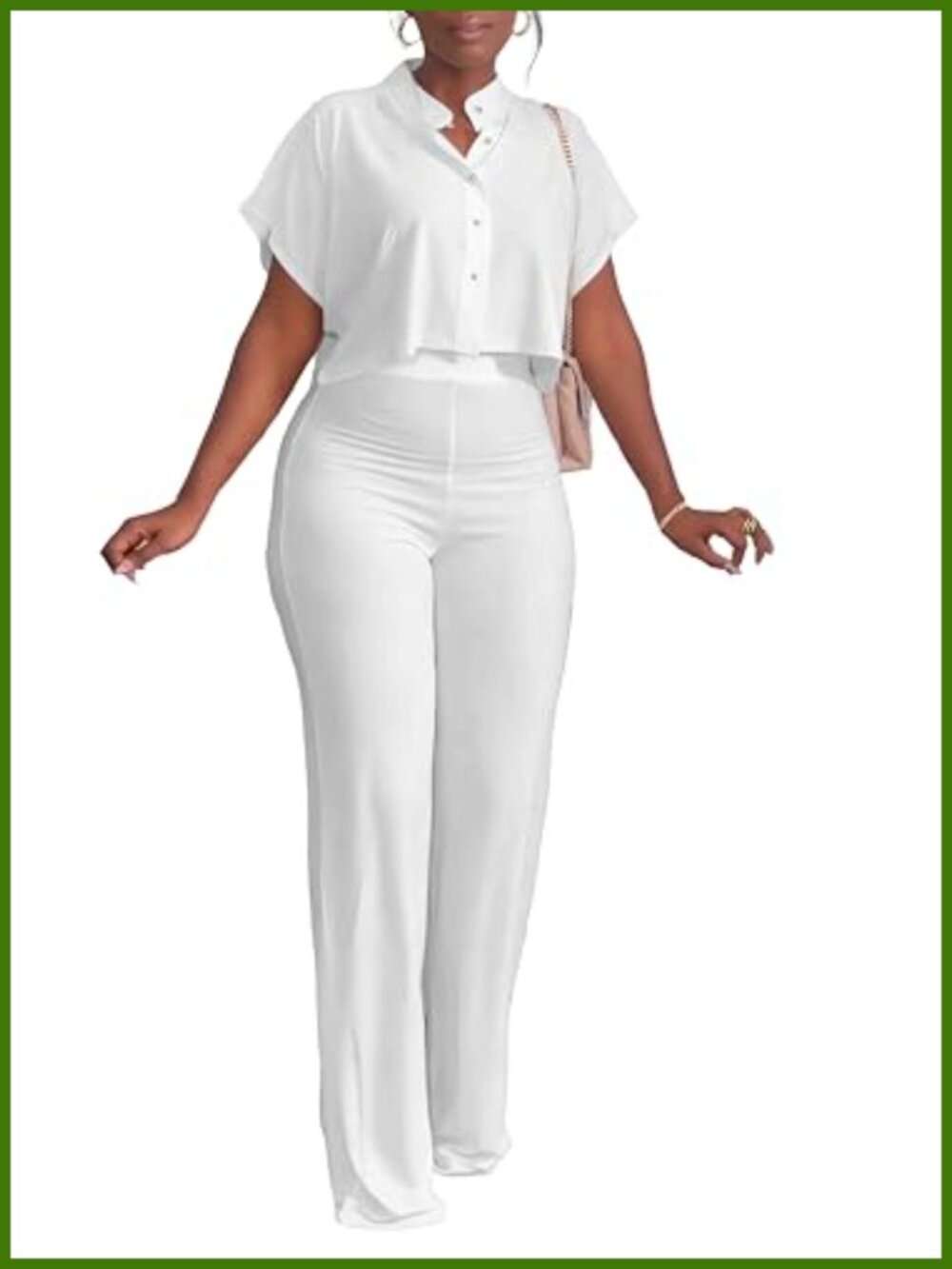 Women's 2 Piece Lounge Set Crop Top Wide Leg Pants Tracksuit